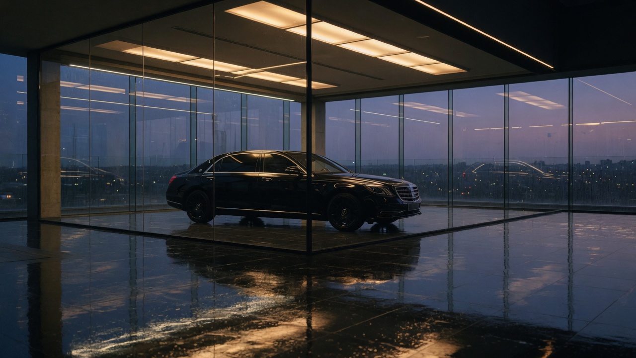 Luxury commercial showroom with a high-gloss floor